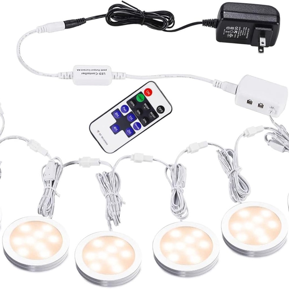 AIBOO Linkable Under Cabinet LED Lighting 12V Slim Dimmable Puck Lights/ Cabinet